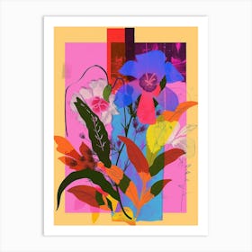 Canterbury Bells 1 Neon Flower Collage Art Print