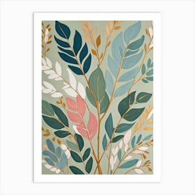 Pastel Leaf Burst Art Print