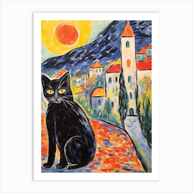 Painting Of A Cat In Gubbio Italy 1 Art Print