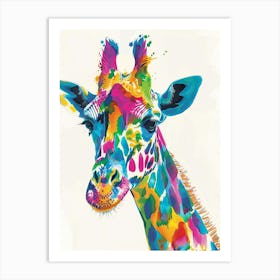 Giraffe Colourful Watercolour 2 Art Print