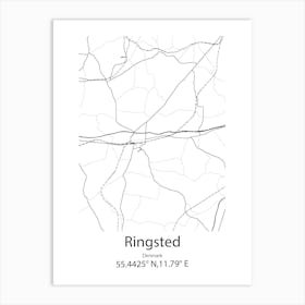 Ringsted,Denmark Minimalist Map Art Print