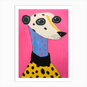 Pink Polka Dot Ferret Art Print