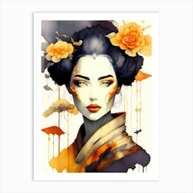 Japan Traditional Geisha Illustration By Ad 99 Art Print