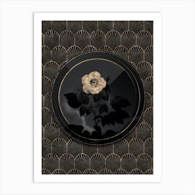 Shadowy Vintage Leschenault's Rose Botanical in Black and Gold n.0027 Art Print