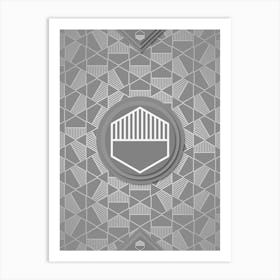 Geometric Glyph Sigil with Hex Array Pattern in Gray n.0055 Art Print