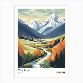The Alps   Geometric Vector Illustration 5 Poster Art Print