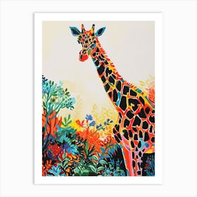 Giraffe In The Foliage Watercolour Inspired 2 Art Print