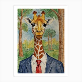 Giraffe In Suit 14 Art Print