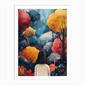 Autumn Forest, Vibrant, Bold Colors, Pop Art Art Print