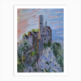 Landscape With Liechtenstein Castle In Germany Art Print