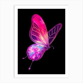 Butterfly On Black Background Art Print