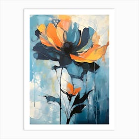 Orange And Blue Flower Art Print