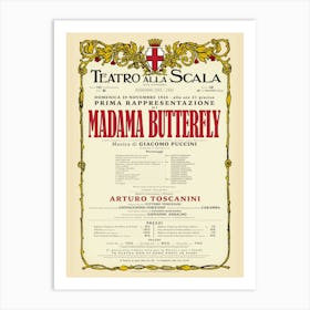 Vintage Teatro Alla Scala Madame Butterfly Opera Poster Art Print