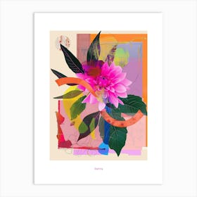 Dahlia 1 Neon Flower Collage Poster Art Print