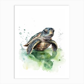 Baby Turtle Watercolour Nursery 4 Art Print