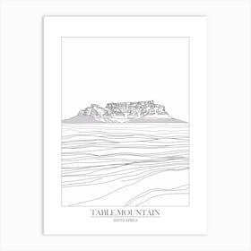 Table Mountain South Africa Line Drawing 5 Poster Art Print