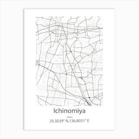 Ichinomiya,Japan Minimalist Map Art Print