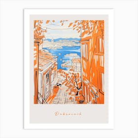 Dubrovnik Croatia 3 Orange Drawing Poster Art Print