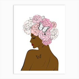 Flower Girl Dark Skin Three Art Print