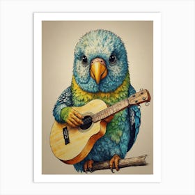 Parrot Playing Guitar 2 Art Print