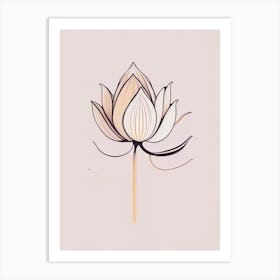 Sacred Lotus Minimal Line Drawing 2 Art Print