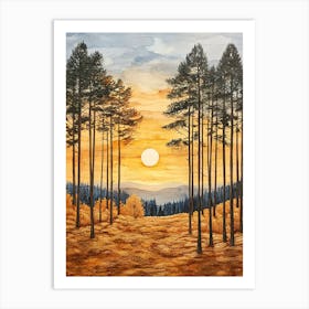 Sunset In The Woods Art Print