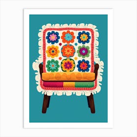 Vintage Crochet Chair Illustration 1 Art Print