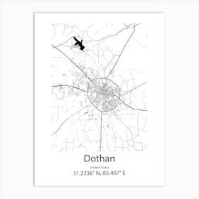 Dothan,United States Minimalist Map Art Print