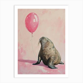 Cute Walrus 1 With Balloon Art Print