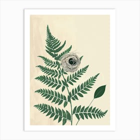 Birds Nest Fern Plant Minimalist Illustration 4 Art Print