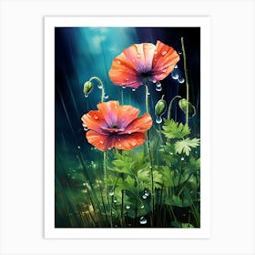 Wildflower With Rain Drops (4) Art Print