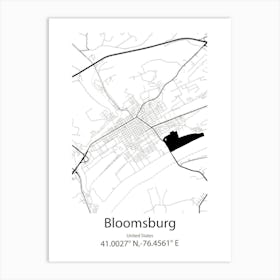 Bloomsburg,United States Minimalist Map Art Print