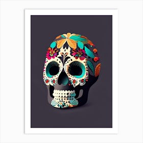 Skull With Terrazzo 2 Patterns Mexican Art Print