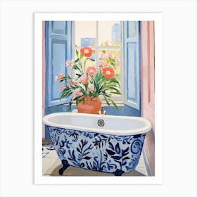A Bathtube Full Of Snapdragon In A Bathroom 1 Art Print