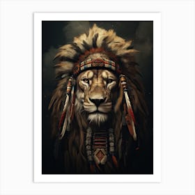 Lion Art Painting Naive Style 4 Art Print