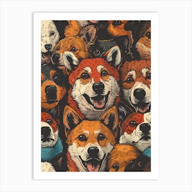 Perfectly Repeatable Artwork With Cute Dog Faces 24 Art Print