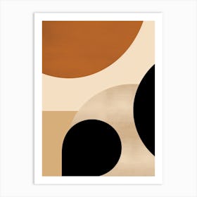 Celestial Serenity; Beige Mid Century Orbits Art Print