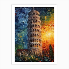 Tower Of Pisa Van Gogh Style 2 Art Print