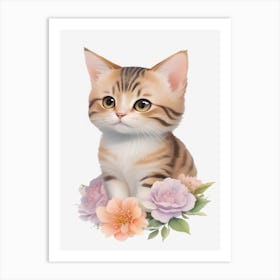 Cat In Flowers Art Print