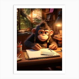 Clever Chimp: Adorable Ape's Learning Adventure Print Art Print