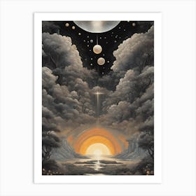 Sunset Over The Moon Art Print