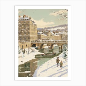 Vintage Winter Illustration Bath United Kingdom 3 Art Print