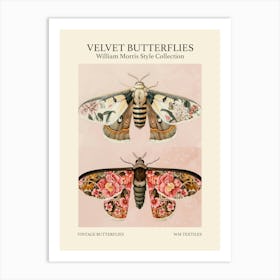 Velvet Butterflies Collection Vintage Butterflies William Morris Style 2 Art Print