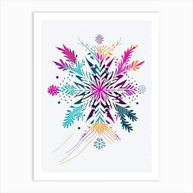 Intricate, Snowflakes, Minimal Line Drawing 3 Art Print