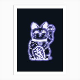 Plum Purple Neon Cat Art Print