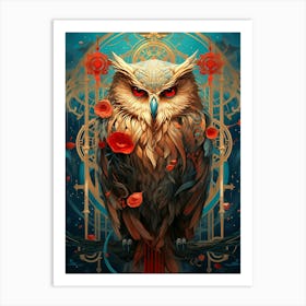 Owl With Red Eyes Art Print
