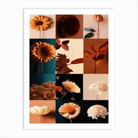 Collage Of Flowers, Autumn Collection  Art Print