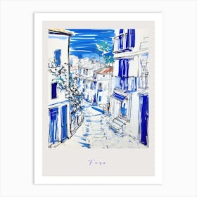Faro Portugal 3 Mediterranean Blue Drawing Poster Art Print