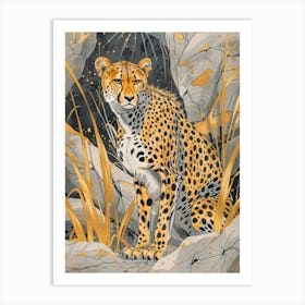 Cheetah Precisionist Illustration 2 Art Print