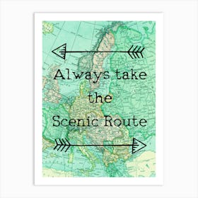 Map Travel Quote Print Art Print